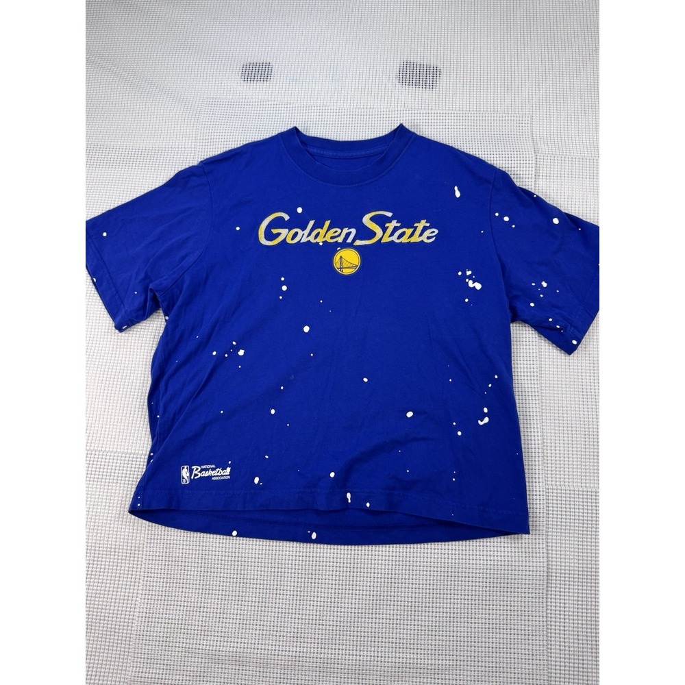 Nike Golden State Warriors NBA Paint Splatter T Shirt Blue Mens Small DH7171-495